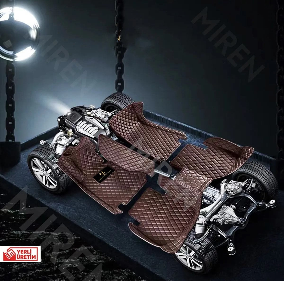 Porsche Panamera 2017-2023 5 kişili kolçak arka kısmında bardaklık var 5D Havuzlu Paspas